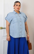 Blusa camisera a rayas azules
