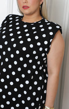 Vestido negro polka dots con encaje
