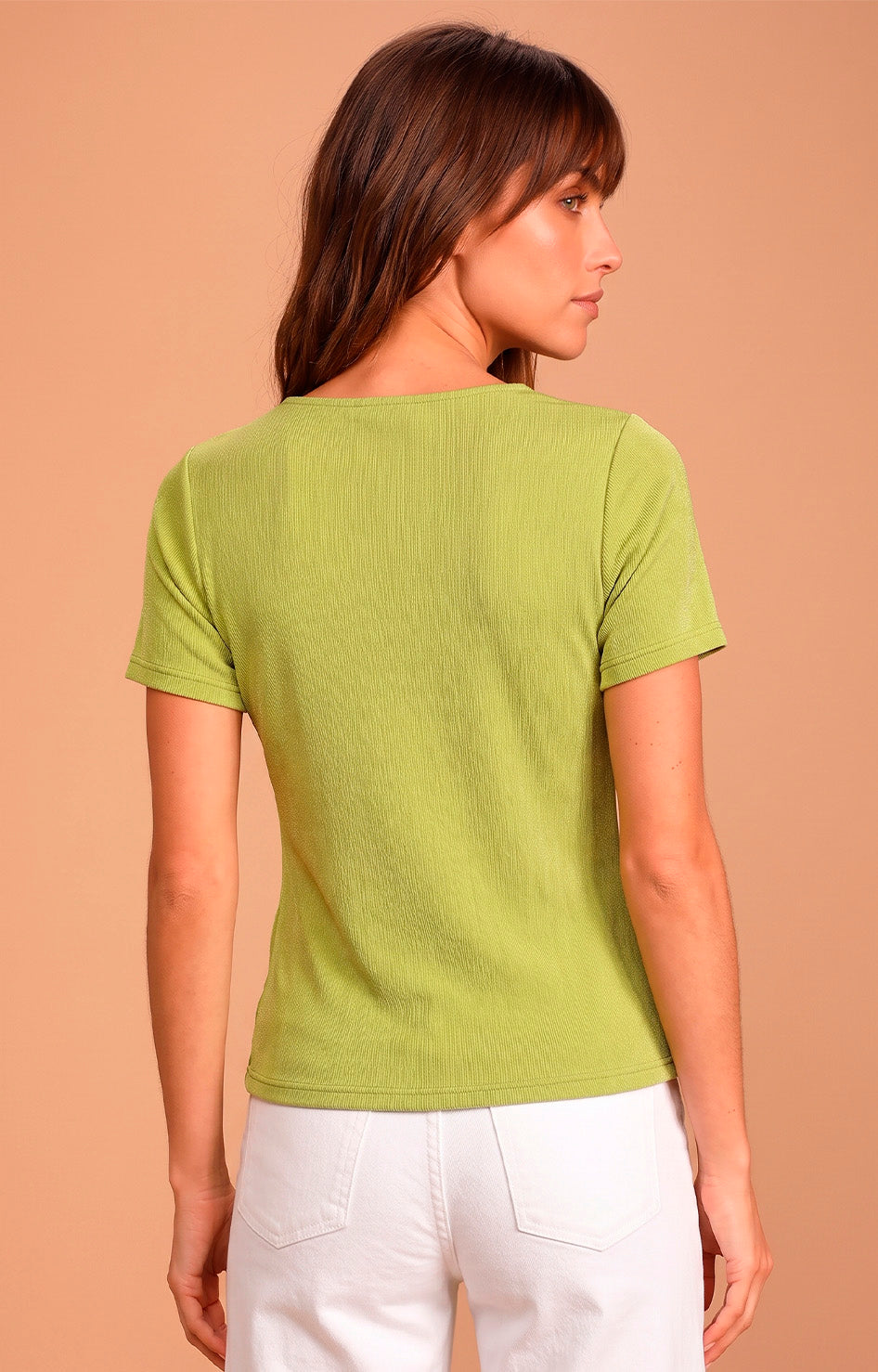 Blusa acanalada con detalle dorado