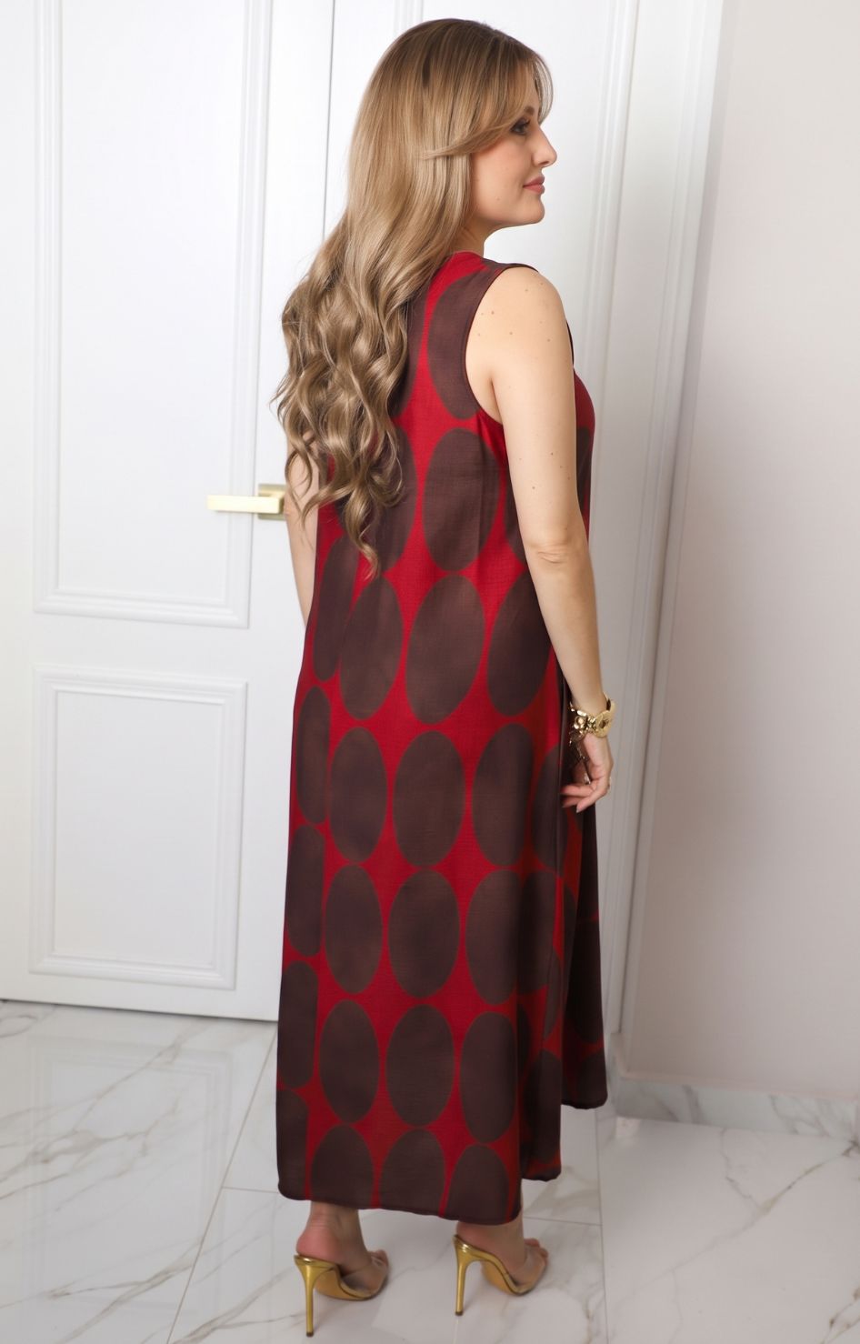 Vestido largo con estampado de círculos