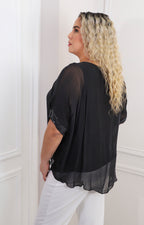 Blusa de seda de manga corta