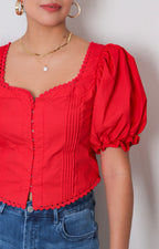 Blusa rojo con mangas - BLUSAS REGULAR Boutiquemirel 