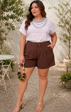 Blusa de rayas lila con aplicaciones de piedras - BLUSAS CURVY Boutiquemirel 