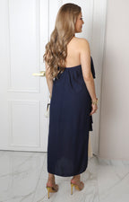 Vestido halter en capas