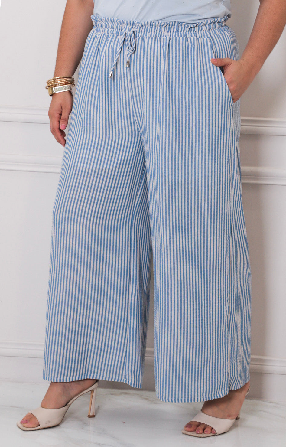 Pantalòn de rayas con lazo - PANTALON CURVY Boutiquemirel 