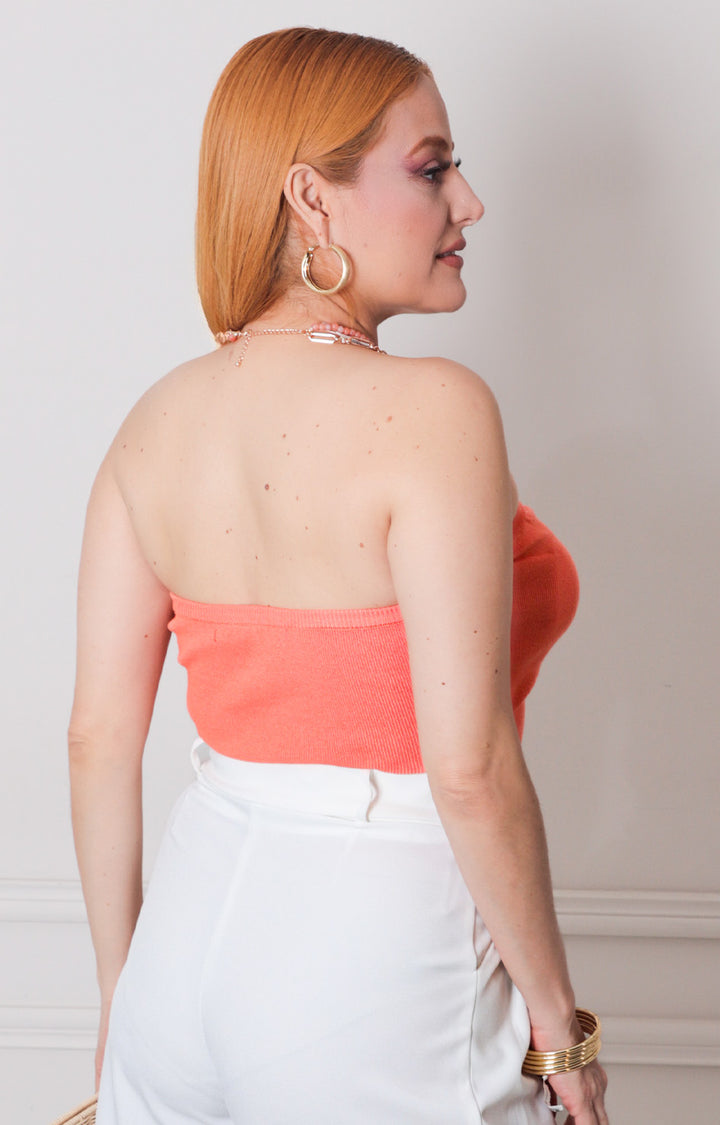 Blusa strapless naranja - BLUSAS REGULAR Boutiquemirel 