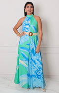 Vestido verde estampado - VESTIDO LARGO REGULAR Boutiquemirel 