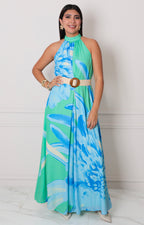Vestido verde estampado - VESTIDO LARGO REGULAR Boutiquemirel 