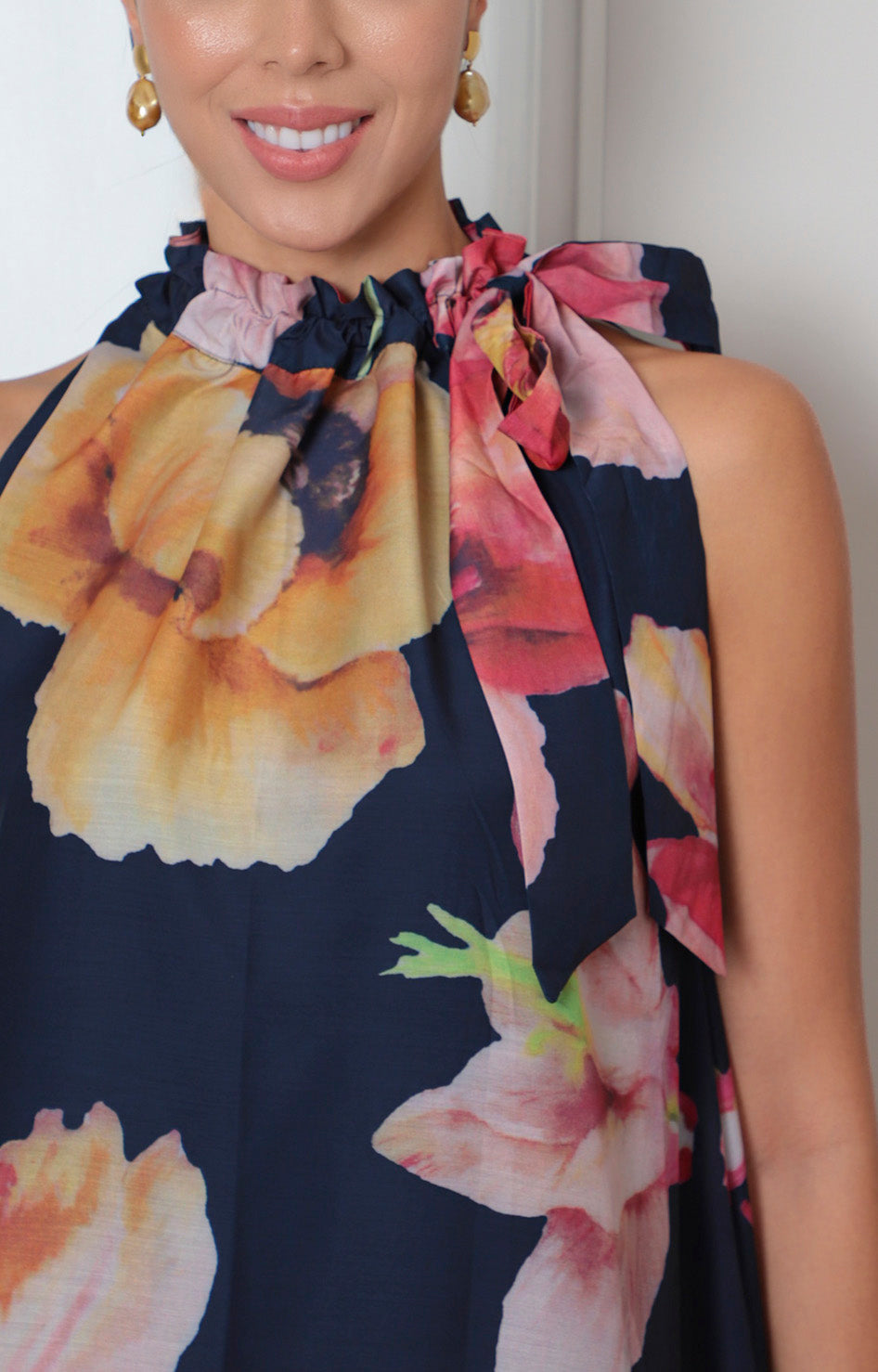 Vestido midi estampado floral halter