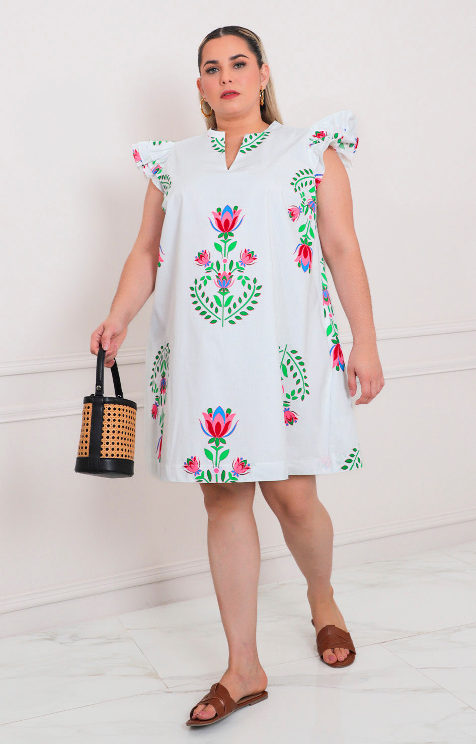 Vestido blanco estampado - VESTIDO CORTO CURVY Boutiquemirel 