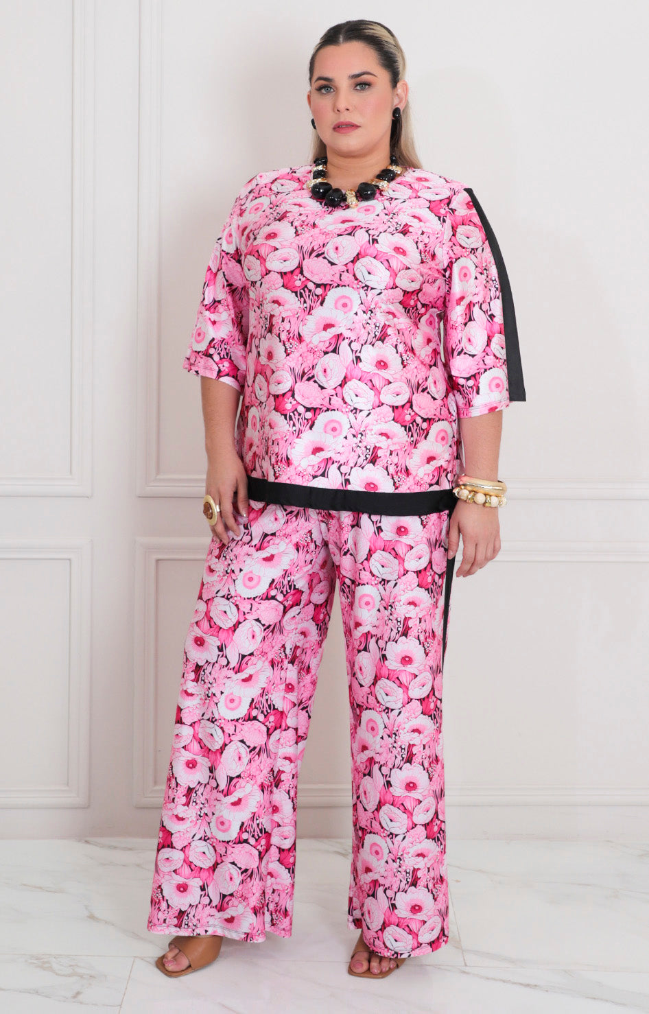 Conjunto rosa estampado