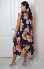 Vestido midi estampado floral halter
