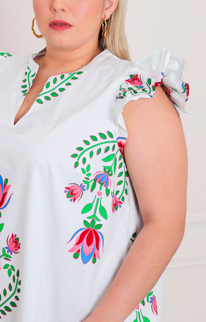 Vestido blanco estampado - VESTIDO CORTO CURVY Boutiquemirel 