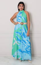 Vestido verde estampado - VESTIDO LARGO REGULAR Boutiquemirel 