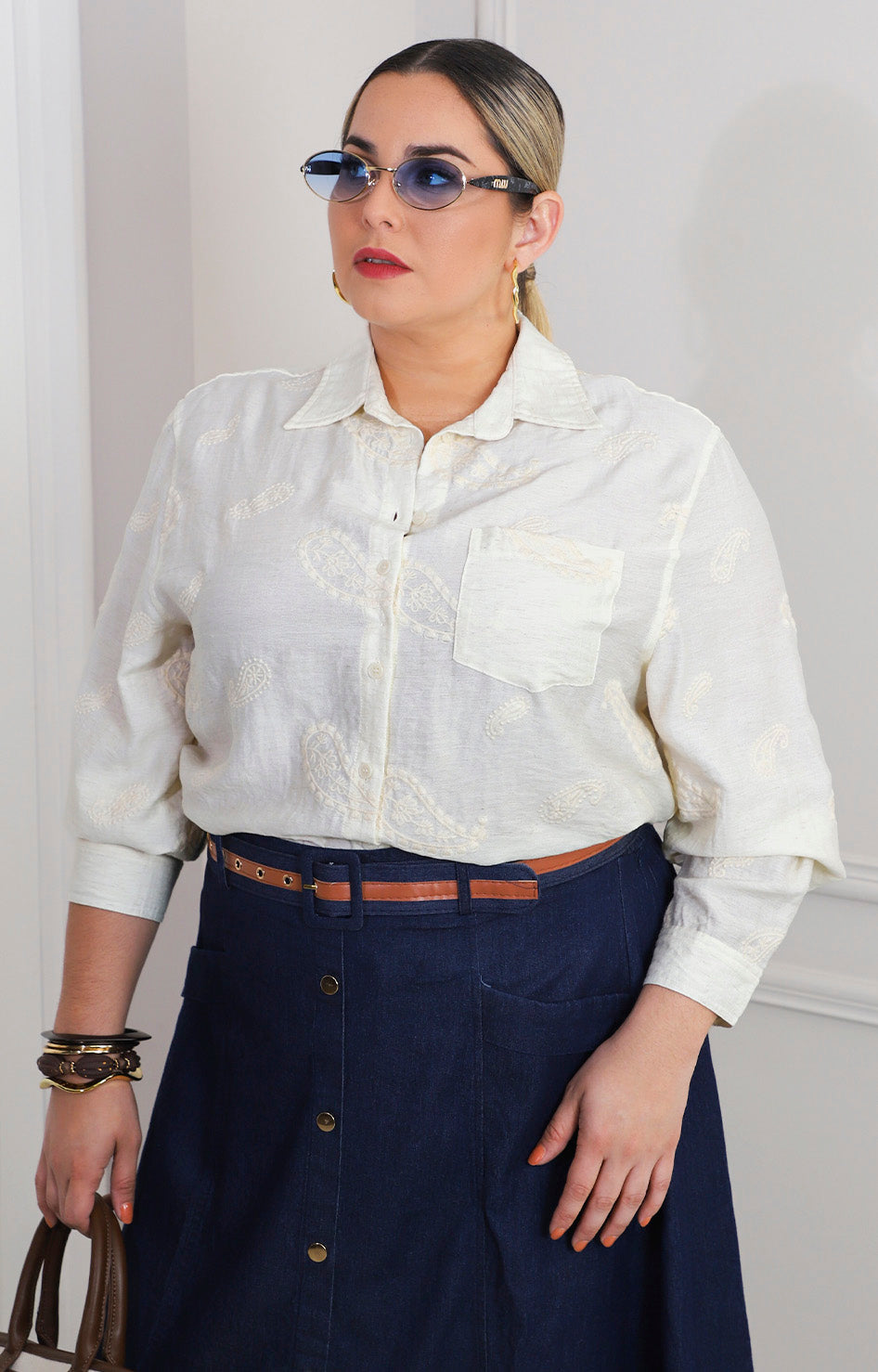 Blusa camisera con estampado paisley