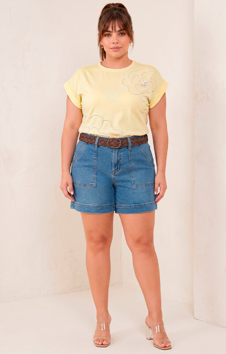 Short de mezclilla con cinturón
