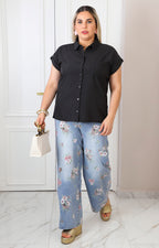 Blusa camisera con mangas dobladas