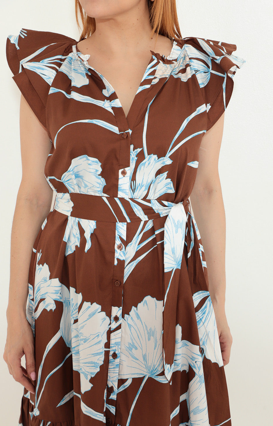 Vestido café con flores - VESTIDO Boutiquemirel 