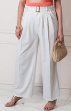 Pantalón blanco con cinturón - PANTALON REGULAR Boutiquemirel 