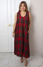 Vestido largo con estampado de círculos