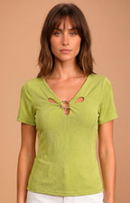 Blusa acanalada con detalle dorado - BLUSAS REGULAR Boutiquemirel 