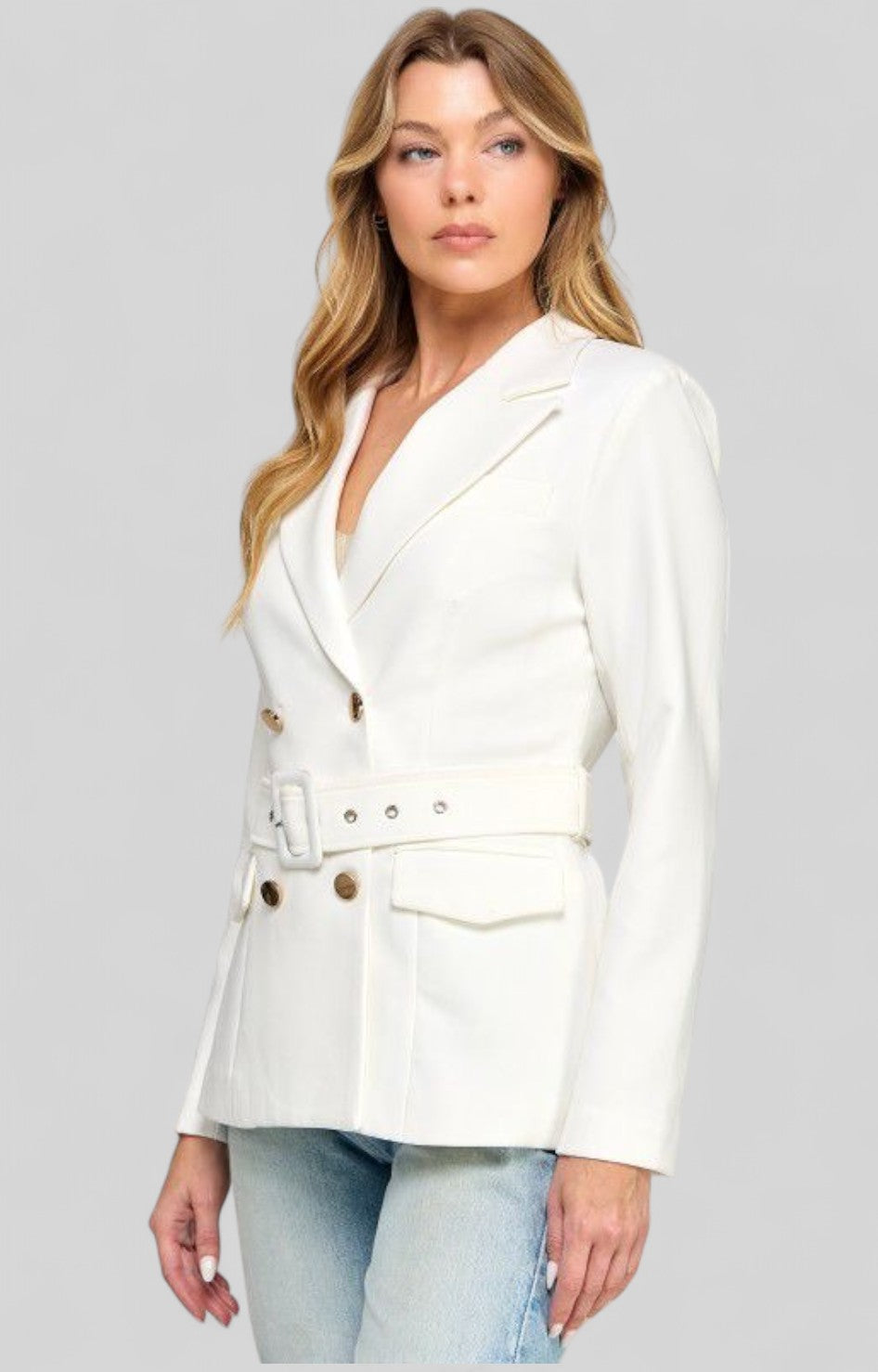 Saco blanco con botones dorados - SACO Boutiquemirel 