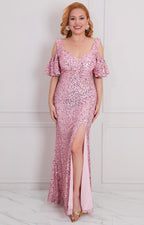 Vestido rosa de lentejuelas - VESTIDO LARGO REGULAR Boutiquemirel 