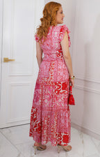 Vestido bohemio rosa estampado