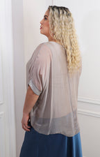 Blusa de seda de manga corta
