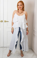 Blusa blanca larga de capas
