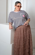 Blusa oversize a rayas con parche