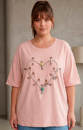 Blusa rosa con aplicaciones metálicas - BLUSAS CURVY Boutiquemirel 