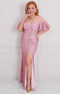 Vestido rosa de lentejuelas - VESTIDO LARGO REGULAR Boutiquemirel 