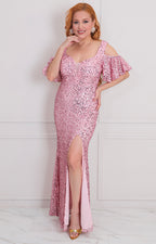 Vestido rosa de lentejuelas - VESTIDO LARGO REGULAR Boutiquemirel 