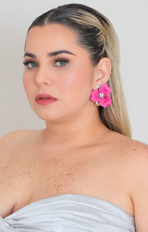 Aretes de flor fucsia - ARETES Boutiquemirel 
