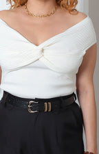Blusa sin manga con detalle drapeado al frente