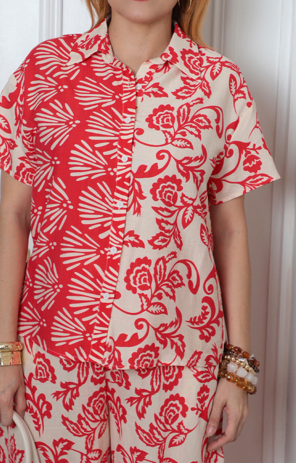 Conjunto estampado floral de botones