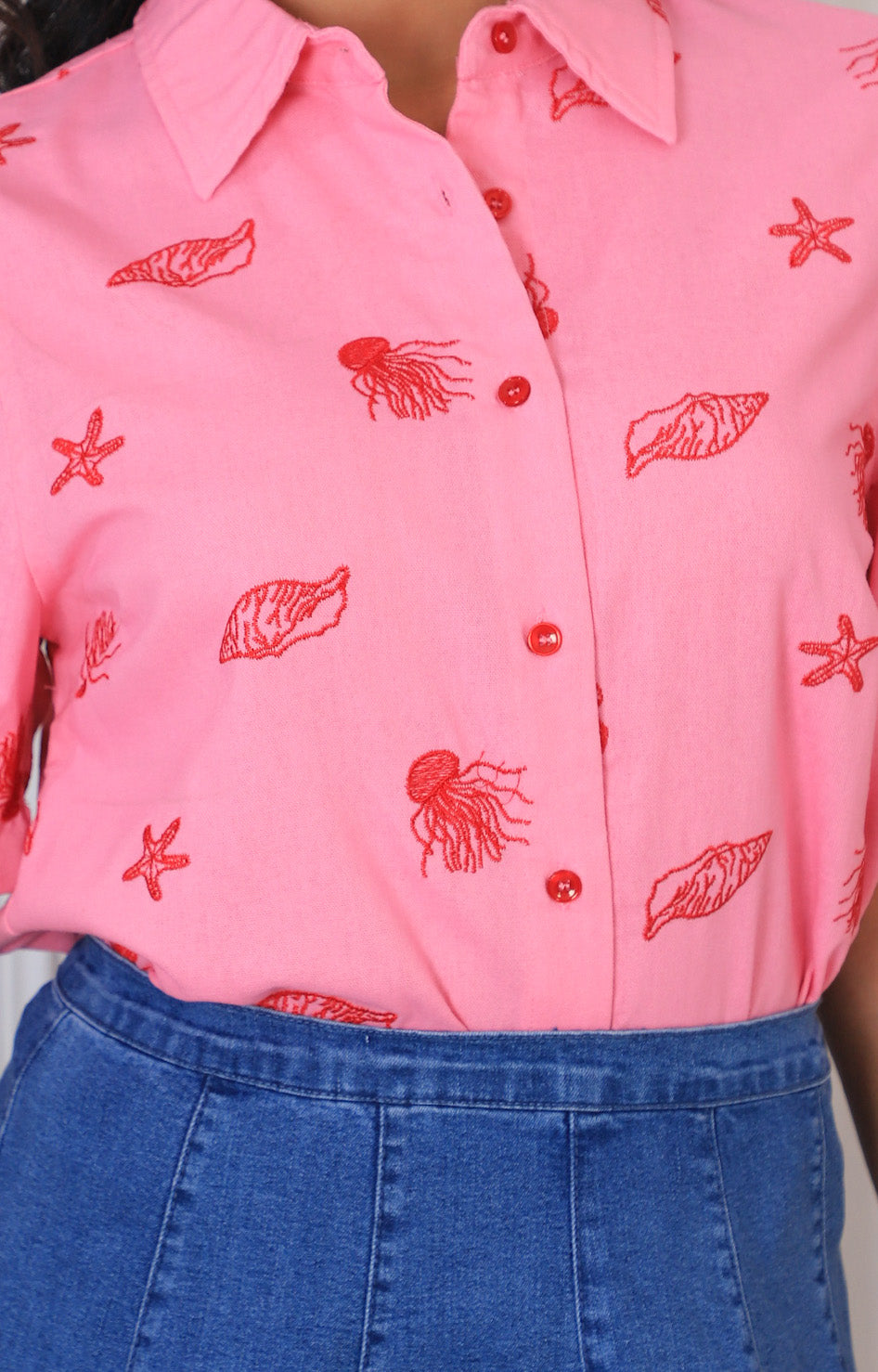 Blusa rosa estampada