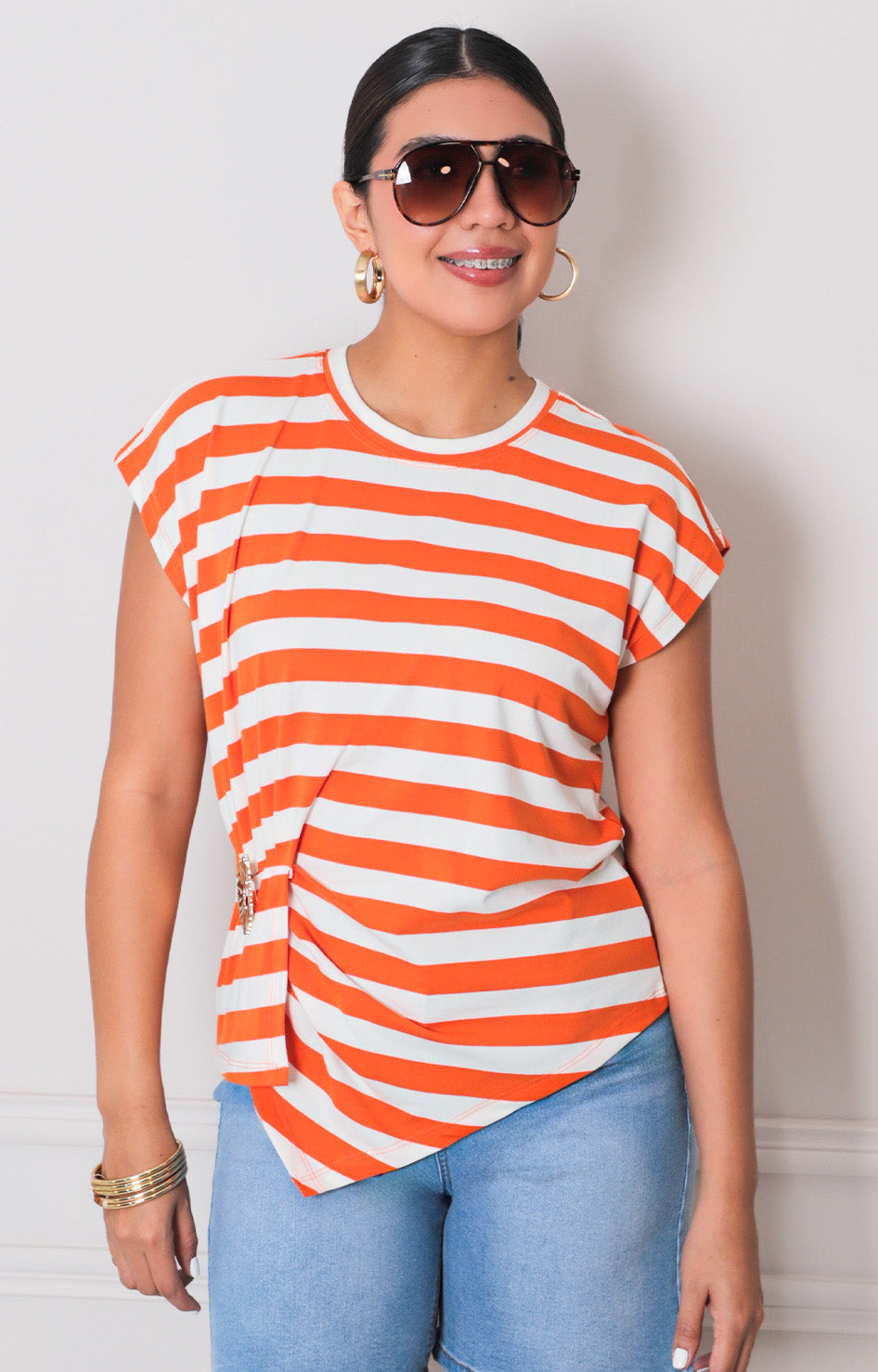 Blusa de rayas con hebilla - BLUSAS REGULAR Boutiquemirel 