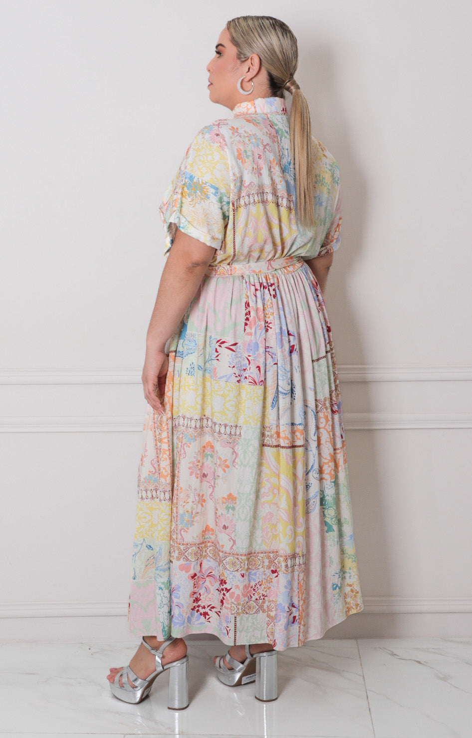 Vestido estampado con cinturòn - VESTIDO LARGO CURVY Boutiquemirel 