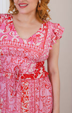 Vestido bohemio rosa estampado