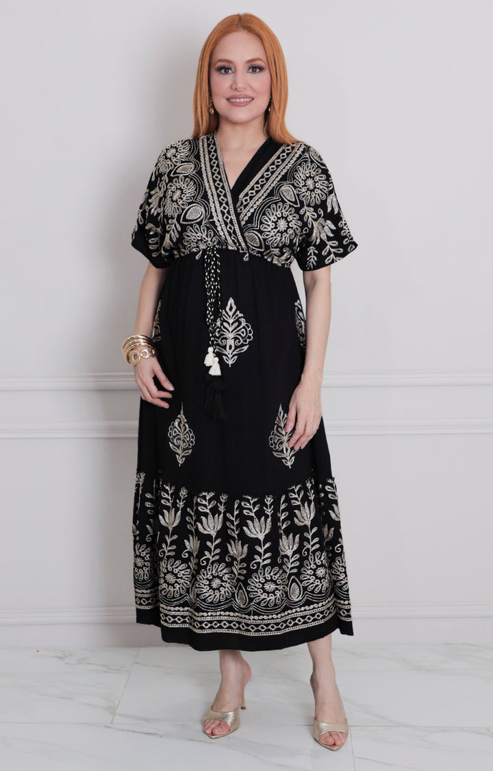 Vestido estampado con bordado - VESTIDO LARGO REGULAR Boutiquemirel 