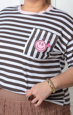 Blusa oversize a rayas con parche