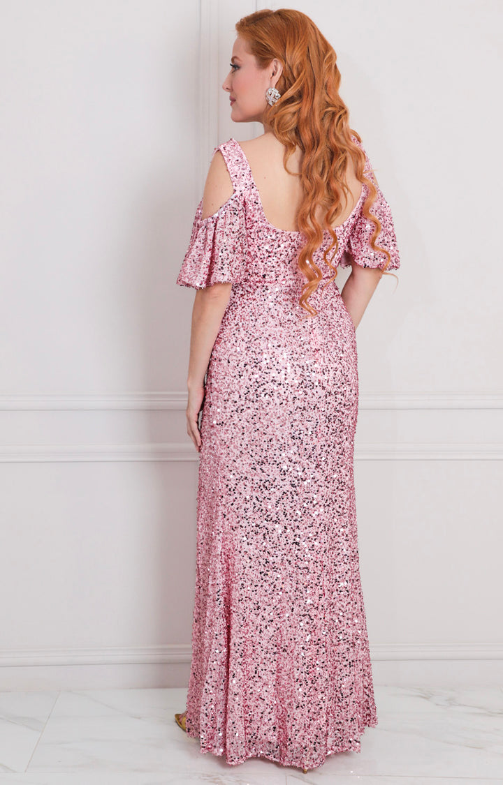 Vestido rosa de lentejuelas - VESTIDO LARGO REGULAR Boutiquemirel 