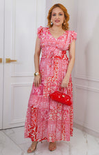 Vestido bohemio rosa estampado