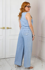 Conjunto denim con detalle bordado