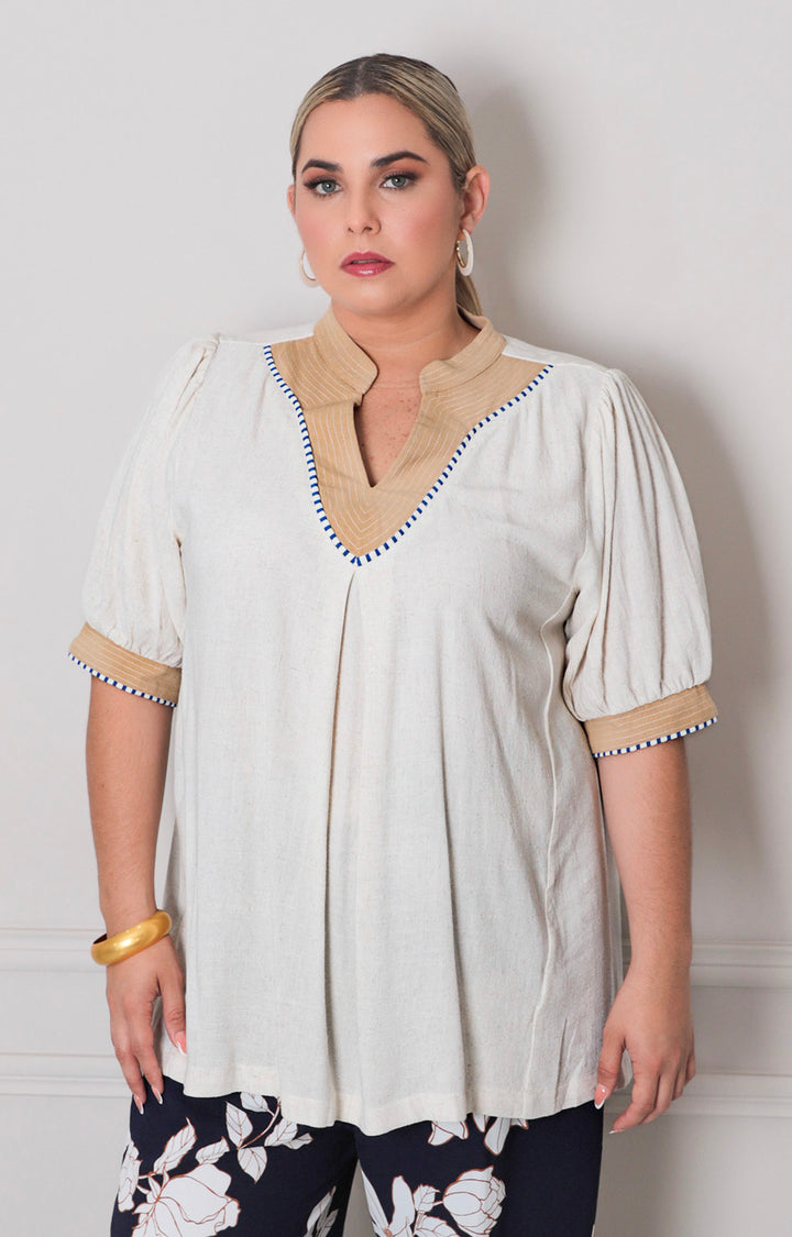 Blusa beige amplia - BLUSAS CURVY Boutiquemirel 