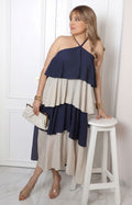Vestido halter en capas