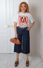 Blusa blanca con estampado de perro