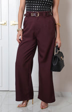 Pantalón pierna ancha con cinturón